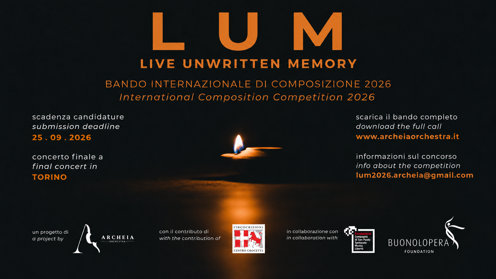 Concorso LUM - Live Unwritten Memory - 09 Ottobre 2026