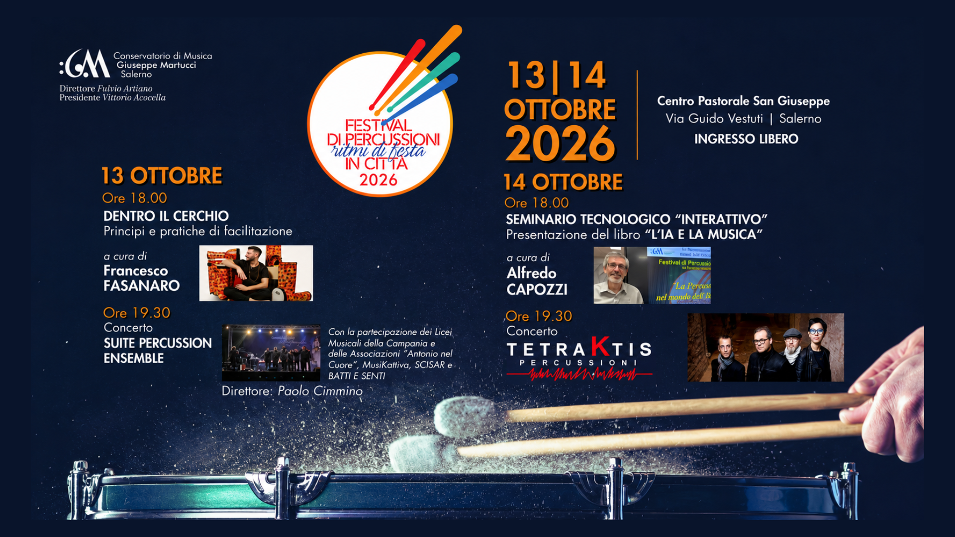 Festival di Percussioni &ndash; Ritmi di Festa in Citt&agrave; (13-14 ottobre 2026) |  Conservatorio di Musica Giuseppe Martucci