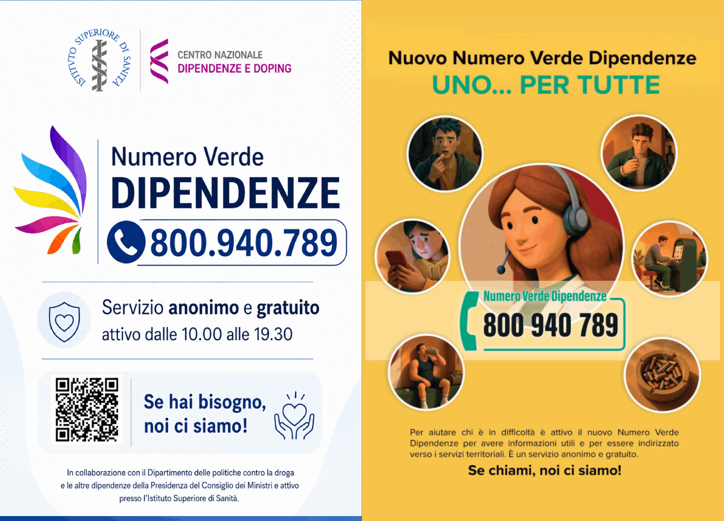 Attivato il Numero Verde Dipendenze